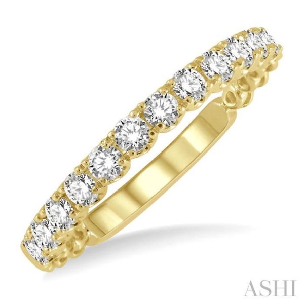 1 2 ctw Lattice Round Cut Diamond Wedding Band in 14K Yellow Gold For Discount