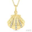 1 20 ctw Marine Life Petite Seashell Round Cut Diamond Fashion Pendant With Chain in 10K Yellow Gold Online