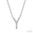 1 20 Ctw Initial  Y  Round Cut Diamond Pendant With Chain in 14K White Gold Supply