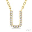 1 20 Ctw Initial  U  Round Cut Diamond Pendant With Chain in 14K Yellow Gold Sale