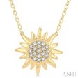 1 10 Ctw Sun Petite Round Cut Diamond Fashion Pendant With Chain in 10K Yellow Gold Online Hot Sale