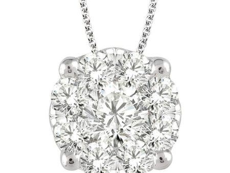 1 1 2 Ctw Lovebright Round Cut Diamond Pendant in 14K White Gold with Chain Cheap