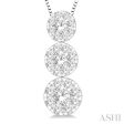 1 2 ctw Lovebright 3 stone Essential Round Cut Diamond Pendant with Chain in 14K White Gold Supply