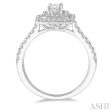 1 2 Ctw Double Halo Diamond Semi-Mount Engagement Ring in 14K White Gold Fashion