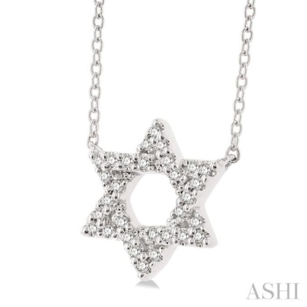 1 10 ctw Petite Star of David Round Cut Diamond Fashion Pendant With Chain in 10K White Gold Fashion