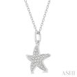 1 10 Ctw Starfish Petite Round Cut Diamond Fashion Pendant With Chain in 10K White Gold Discount