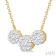 1 2 Ctw 3-Stone Lovebright Round Cut Diamond Necklace in 14K Yellow and White Gold For Discount