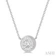 1 3 Ctw Round Shape Lovebright Diamond Necklace in 14K White Gold Fashion