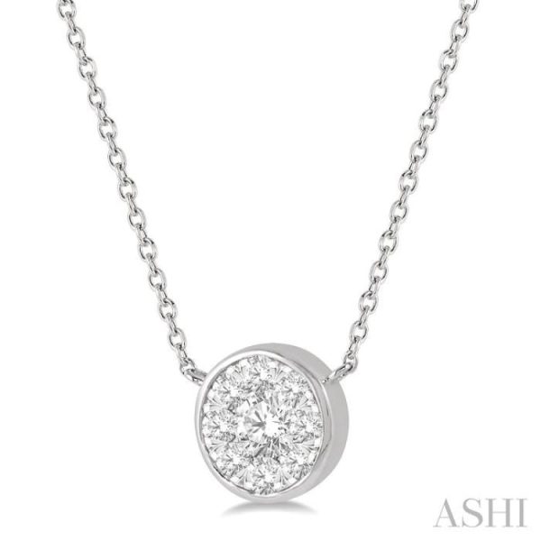 1 3 Ctw Round Shape Lovebright Diamond Necklace in 14K White Gold Fashion