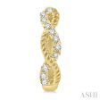 1 10 Ctw Split & Twisted Rope and Round Cut Diamond Huggie Earrings in 14K Yellow Gold on Sale