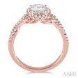 1 2 Ctw Oval Cut Diamond Ladies Engagement Ring with 1 3 Ct Oval Cut Center Stone in 14K Rose and White Gold For Discount