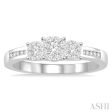 1 3 Ctw Round Cut Diamond Lovebright Ring in 14K White Gold For Cheap