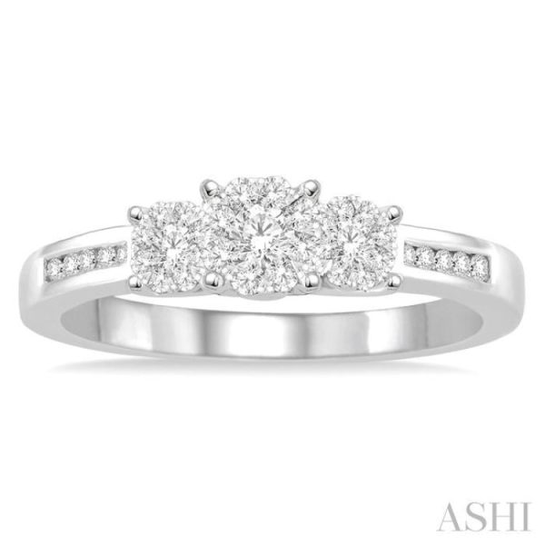 1 3 Ctw Round Cut Diamond Lovebright Ring in 14K White Gold For Cheap