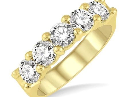 1 1 2 ctw 5 Stone Round Cut Diamond Wedding Band in 14K Yellow Gold Online Hot Sale