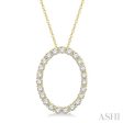 1 Ctw Oval Shape Window Round Cut Diamond Pendant With Chain in 14K Yellow Gold Online now