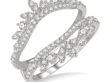 1 2 ctw Pod Accent Crown Round Cut Diamond Insert Ring in 14K White Gold Sale