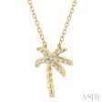 1 10 Ctw Palm Tree Round Cut Diamond Petite Fashion Pendant With Chain in 14K Yellow Gold Online Sale