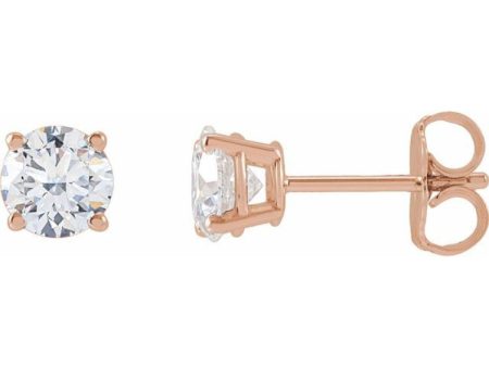 14K Rose 1 1 4 CTW Lab-Grown Diamond Stud Earrings For Sale