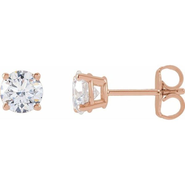 14K Rose 1 1 4 CTW Lab-Grown Diamond Stud Earrings For Sale