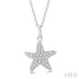 1 10 Ctw Starfish Petite Round Cut Diamond Fashion Pendant With Chain in 10K White Gold Discount