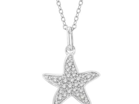 1 10 Ctw Starfish Petite Round Cut Diamond Fashion Pendant With Chain in 10K White Gold Discount