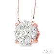 1 2 Ctw Lovebright Round Cut Diamond Pendant in 14K Rose and White Gold with Chain For Discount