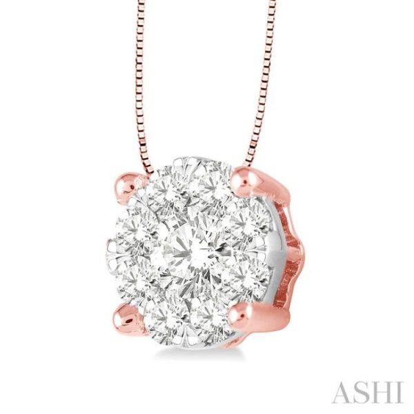 1 2 Ctw Lovebright Round Cut Diamond Pendant in 14K Rose and White Gold with Chain For Discount