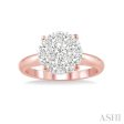 1 3 Ctw Lovebright Round Cut Diamond Ring in 14K Rose and White Gold on Sale