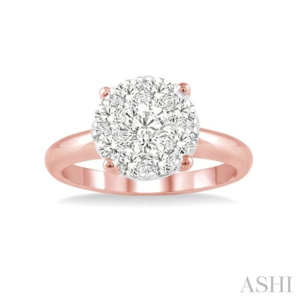 1 3 Ctw Lovebright Round Cut Diamond Ring in 14K Rose and White Gold on Sale