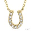 1 10 Ctw Horseshoe Charm Round Cut Diamond Petite Fashion Pendant With Chain in 14K Yellow Gold For Discount