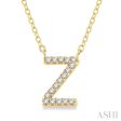 1 20 Ctw Initial  Z  Round Cut Diamond Pendant With Chain in 14K Yellow Gold Online now