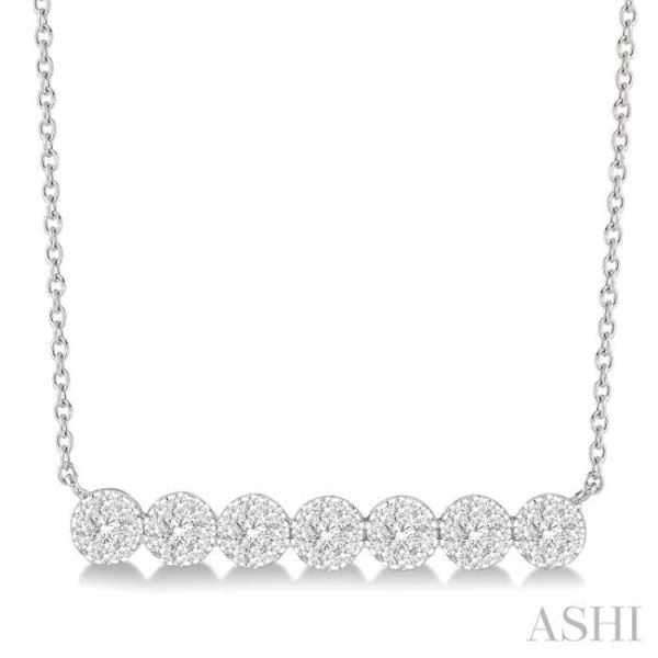 1 2 ctw Circular Mount Bar Lovebright Round Cut Diamond Necklace in 14K White Gold Cheap