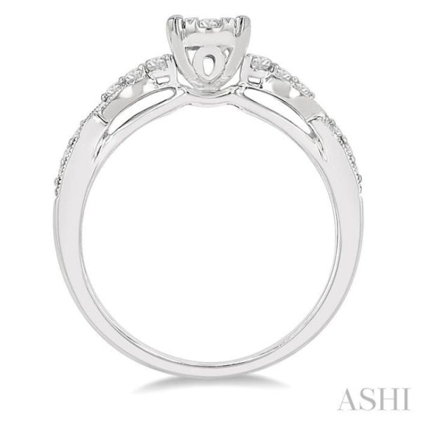 1 2 ctw Oval Shape Center Crisscross Carved Shank Lovebright Round Cut Diamond Engagement Ring in 14K White Gold on Sale