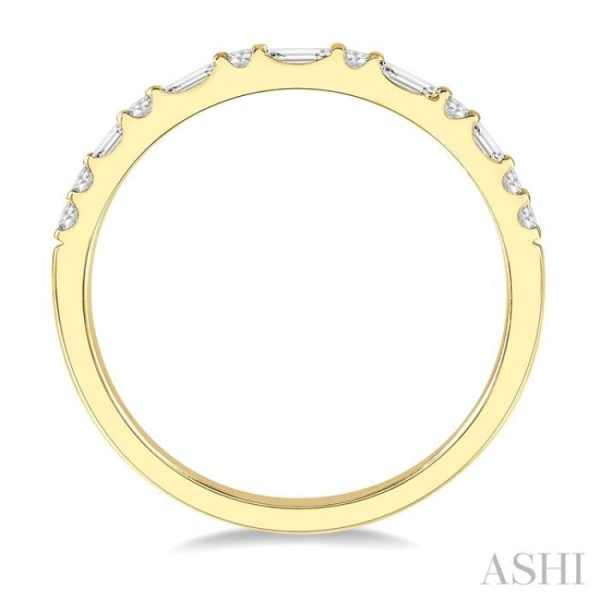 1 3 Ctw Alternating Baguette and Round Cut Diamond Wedding Band in 14K Yellow Gold Discount