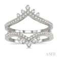 1 2 Ctw Pointed Arch Round Cut Diamond Insert Ring in 14K White Gold For Cheap