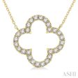 1 2 Ctw Clover Round Cut Diamond Necklace in 14K Yellow Gold Hot on Sale