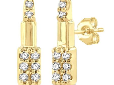 1 20 ctw Petite Lipstick Round Cut Diamond Fashion Stud Earring in 10K Yellow Gold Sale