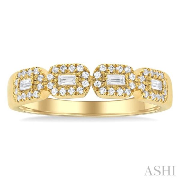 1 3 ctw East-West Baguette and Round Cut Diamond Fashion Band in 14K Yellow Gold Sale