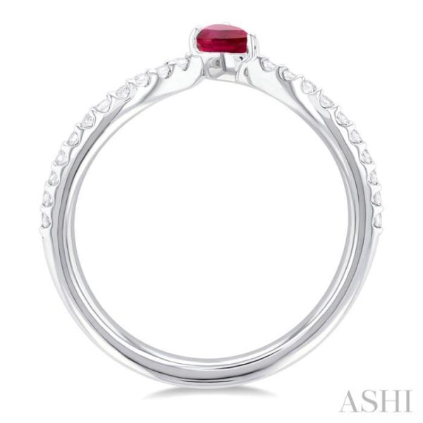 1 10 ctw Petite 4X3 MM Pear Cut Ruby and Round Cut Diamond Precious Fashion Ring in 10K White Gold Discount