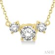 1 2 Ctw Three Stone Round Cut Diamond Necklace in 14K Yellow Gold Online Hot Sale