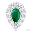 1 3 ctw Pear Cut 5x3 MM Emerald and Round Cut Diamond Precious Stud Earring in 14K White Gold Online now