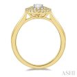 1 2 Ctw Twin Halo Round Cut Diamond Engagement Ring With 1 4 ct Oval Cut Center Stone in 14K Yellow and White Gold on Sale