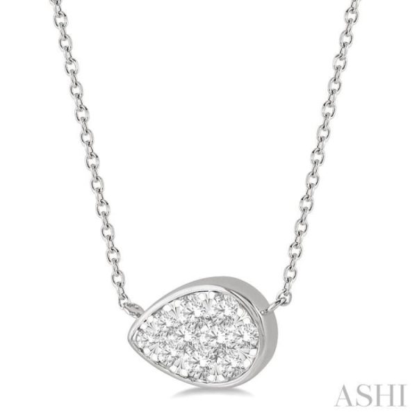 1 3 Ctw Pear Shape Lovebright Diamond Necklace in 14K White Gold Online