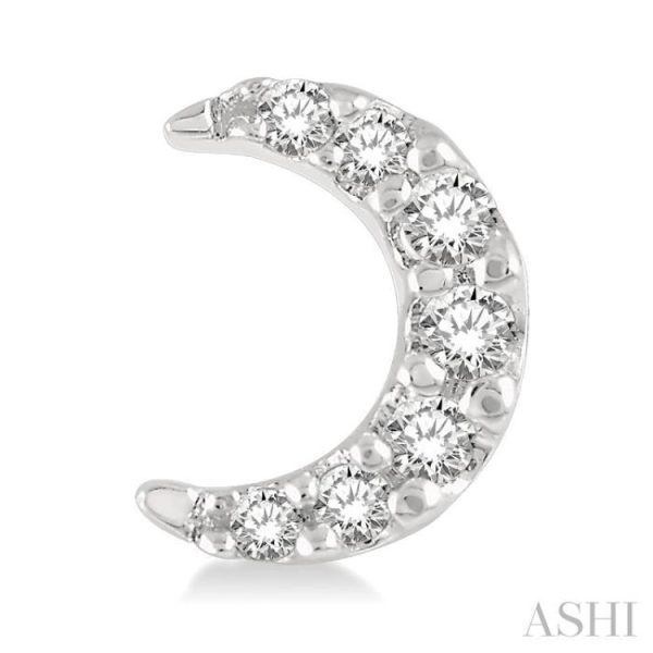 1 10 Ctw Star & Crescent Mix Round Cut Diamond Petite Fashion Earring in 10K White Gold Online Sale