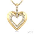 1 10 ctw Petite Twin Heart Round Cut Diamond Fashion Pendant With Chain in 10K Yellow Gold For Discount