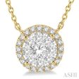 1 2 ctw Circular Round Cut Diamond Lovebright Necklace in 14K Yellow and White Gold Online Sale