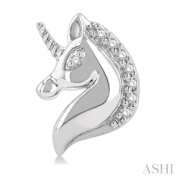 1 20 ctw Petite Unicorn Round Cut Diamond Fashion Stud Earring in 10K White Gold Online now