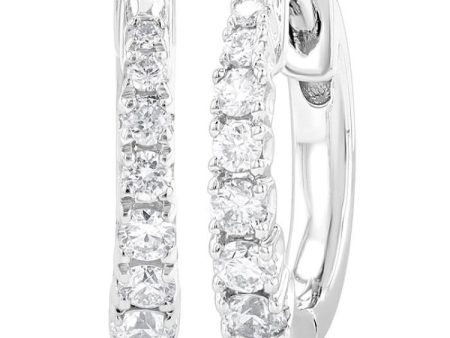 1 4 ctw Graduated Round Cut Diamond Fashion Huggies in 10K White Gold Online