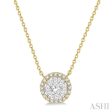 1 2 ctw Circular Round Cut Diamond Lovebright Necklace in 14K Yellow and White Gold Online Sale