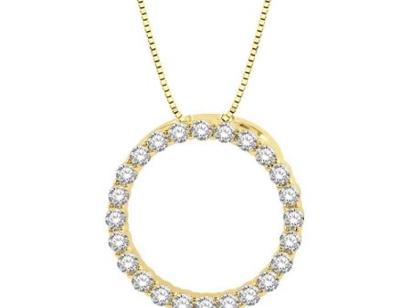 1 4 Ctw Circle of Love Round Cut Diamond Pendant With Chain in 14K Yellow Gold Fashion